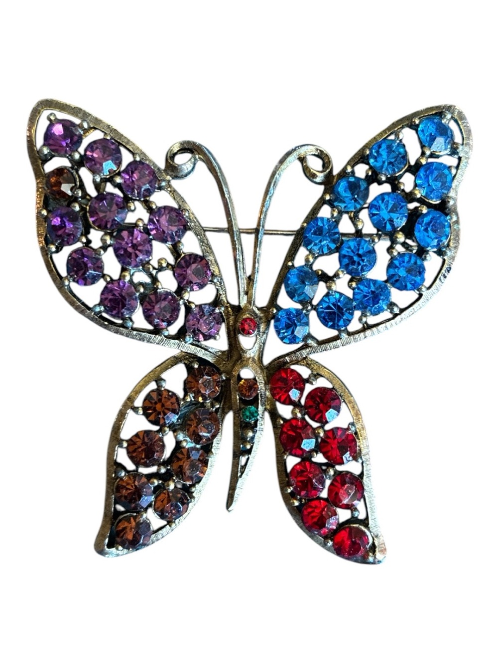 Multicolor Crystal Butterfly Brooch